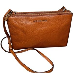 Michael Kors Adele Double Zip Pebble Leather Crossobody
